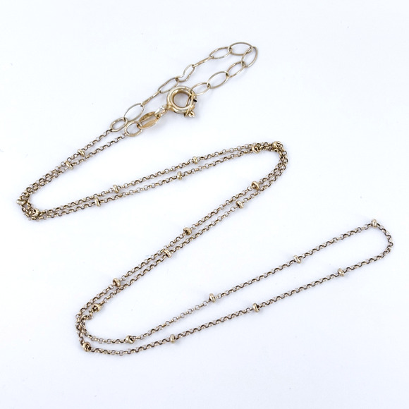 Vintage Gold-Tone Sterling Silver Station Chain Necklace | Adjustable 17”-18.5” - Picture 1 of 3